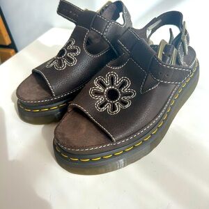 Dr Marten Dunnet Flower Brown Leather Sandals